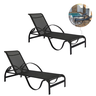 Kit 2 Espreguiçadeira Reclinável Piscina de Alumínio e Tela Sling Preta - 1
