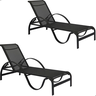 Kit 2 Espreguiçadeira Reclinável Piscina de Alumínio e Tela Sling Preta - 5