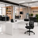 Ver imagem 2 de Mesa de Escritório em L 120x60cm + Cadeira Ergonômica Reclinável com Apoio Lombar