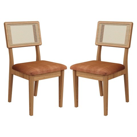 Kit 2 Cadeiras com Assento Estofado Encosto em Tela 100%mdf Freijó Veronese Dalla Costa