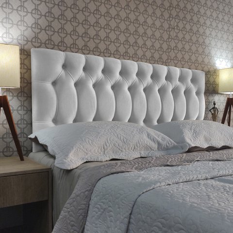 Cabeceira Queen Estofada 1896 Suede Branco 160 X 60 Rbl