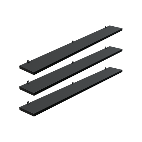 Kit 3 Prateleira Preta 80X10 + Suporte Flutuante Mdf  Organizadora Decoração Cozinha Banheiro Sala