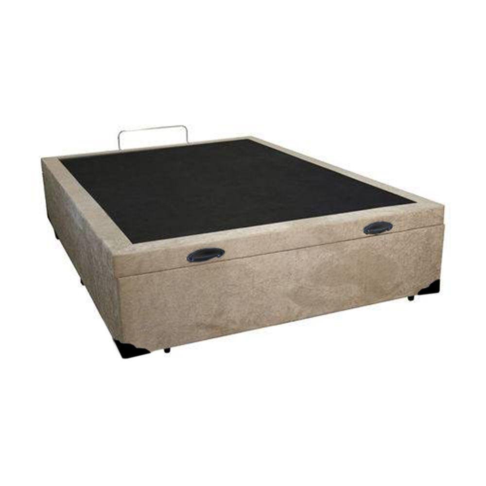 Base Box Baú Casal Blindado Suede Bege 138x188x41cm - 2