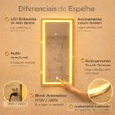 Ver mais imagens de Espelho Retangular 40x70 cm Jateado LED 3 Cores Touch Moderno