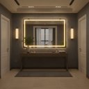 Ver imagem 5 de Espelho Retangular 40x70 cm Jateado LED 3 Cores Touch Moderno