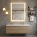 Ver imagem 6 de Espelho Retangular 40x70 cm Jateado LED 3 Cores Touch Moderno