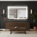 Ver imagem 3 de Espelho Retangular 40x70 cm Jateado LED 3 Cores Touch Moderno