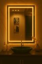Ver imagem 2 de Espelho Retangular 40x70 cm Jateado LED 3 Cores Touch Moderno