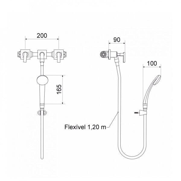 Misturador Higiênico Embutir para Banheiro 1832 Athena Slim C35 Meber Metais - 2