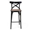 Ver imagem 5 de Conjunto 2 Banquetas Katrina com Encosto em Aço Preto Assento Corano para Bancada de Cozinha - Bege