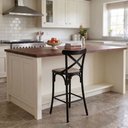 Ver imagem 2 de Conjunto 2 Banquetas Katrina com Encosto em Aço Preto Assento Corano para Bancada de Cozinha - Bege