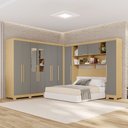 Ver imagem 1 de Guarda-Roupa Casal Modulado Pandora 11 Portas 2 Gavetas com Espelho e Pés Jequitibá/Granizo - Pnr Mó