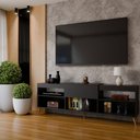 Ver imagem 2 de Rack para TV até 55 Polegadas Florença 1 Porta 2 Prateleiras Preto Fosco - Panorama Móveis
