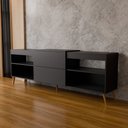 Ver imagem 6 de Rack para TV até 55 Polegadas Florença 1 Porta 2 Prateleiras Preto Fosco - Panorama Móveis