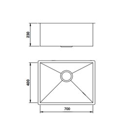 Cuba Simples de Embutir para Cozinha Retta 70X40cm Inox Escovado - Mekal 01037916 - 2