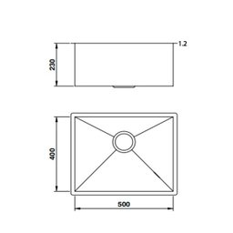 Cuba LR50 Embutir Retangular Raio 10 Handmande Inox Escovado - Mekal - 2