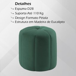 Kit 2 Puff Puf para Sala P09 Veludo Verde Dmobiliario - 2