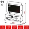 Painel 180cm + Rack com 2 Portas + LED - Dalla Costa - Off White/Natural - 2
