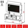 Painel 180cm + Rack com 2 Portas + LED - Dalla Costa - Off White/Natural - 5