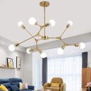 Ver imagem 1 de Lustre Pendente Luminária Sputnik Galvanizado Dourado Moléculas 9 Cabeças Design Moderno