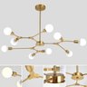Lustre Pendente Luminária Sputnik Galvanizado Dourado Moléculas 9 Cabeças Design Moderno - 4