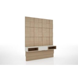 Painel 175cm Quadriculado 3D com 1 Gaveta - Natural/Off White - 2