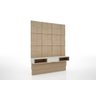 Painel 175cm Quadriculado 3D com 1 Gaveta - Natural/Off White - 2