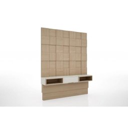 Painel 175cm Quadriculado 3D com 1 Gaveta - Natural/Off White - 6