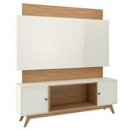 Painel 180cm + Rack com 2 Portas - Dalla Costa - Off White/Freijó - 6