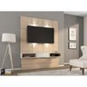 Painel 175cm Quadriculado 3D com 1 Gaveta com LED - Natural/Off White - 1