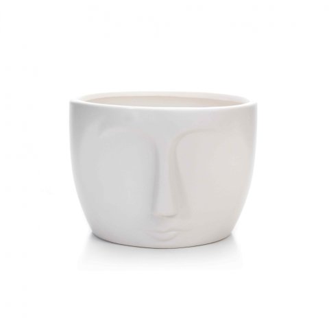 Vaso Decorativo Rosto em Cerâmica Branco 11x15,5cm - D’Rossi