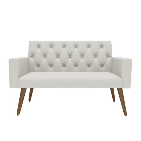 Estilo na Recepção Kit Namoradeira + 2 Poltronas Capitonê Branco