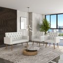 Ver mais imagens de Estilo na Recepção Kit Namoradeira + 2 Poltronas Capitonê Branco