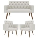 Ver imagem 5 de Estilo na Recepção Kit Namoradeira + 2 Poltronas Capitonê Branco