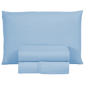 Roupa de Cama Solteiro 400 Fios 3 Peças Hotel Pousada Macio Acetinado:azul Piscina