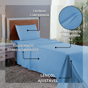 Ver imagem 5 de Roupa de Cama Solteiro 400 Fios 3 Peças Hotel Pousada Macio Acetinado:azul Piscina