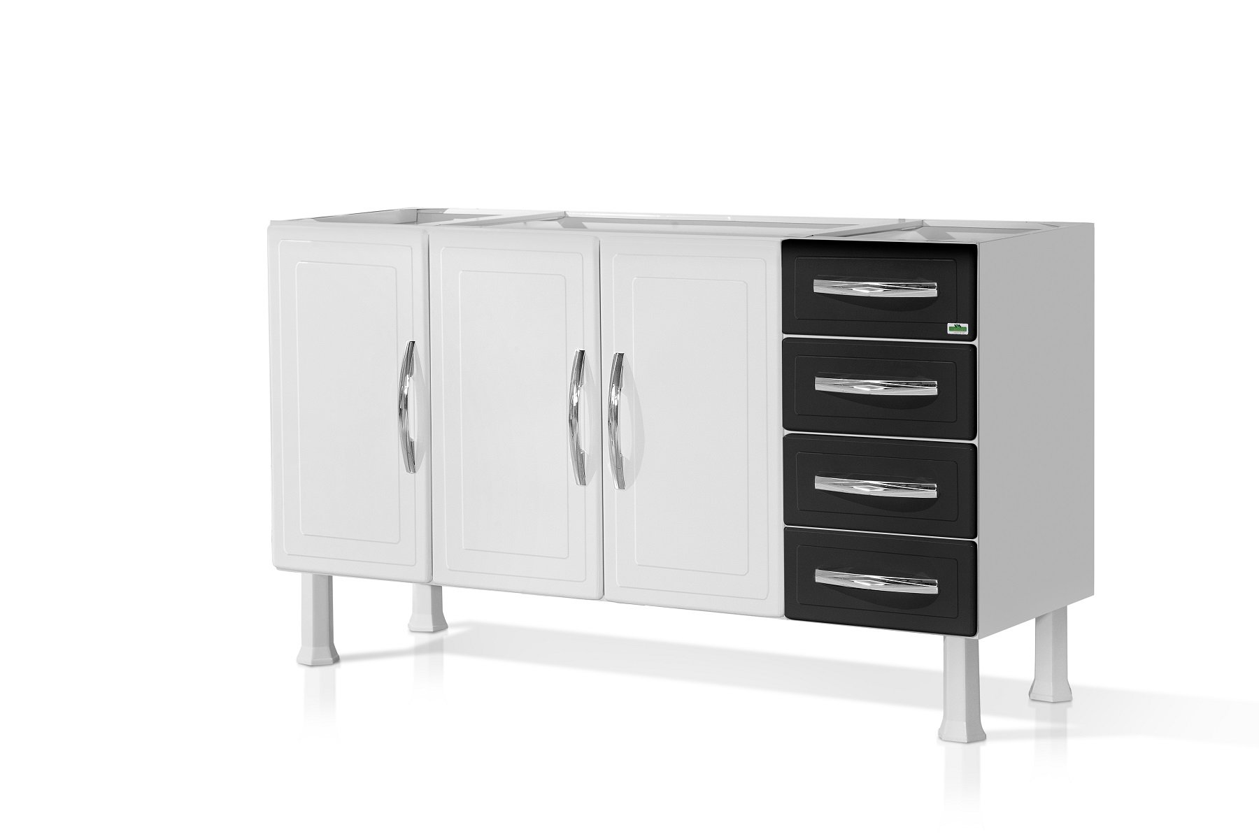 Gabinete Ideal de Aço P/ Cozinha C/ 4 Gavetas e 3 Portas 1,50 M ...