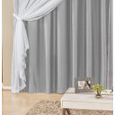 Ver imagem 4 de Cortina para Quarto Meia Parede Moderna 4,00 x 2,50 Metros Semi Blackout Corta Luz para Varao