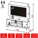 Ver imagem 5 de Painel 180cm + Rack com 2 Portas + Led - Dalla Costa - Off White/freijó