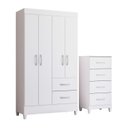 Ver imagem 2 de Combo para Quarto Infantil Guarda-Roupa e Cômoda Mobi Branco/Rosa