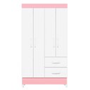 Ver imagem 7 de Combo para Quarto Infantil Guarda-Roupa e Cômoda Mobi Branco/Rosa