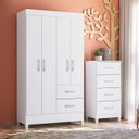 Ver imagem 1 de Combo para Quarto Infantil Guarda-Roupa e Cômoda Mobi Branco/Rosa