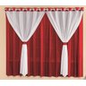 Cortina Vermelha e Branca Malha Em Gel Com Voal Liso 3,00 X 2,50 Metros Para Sala Ou Quarto Para - 2