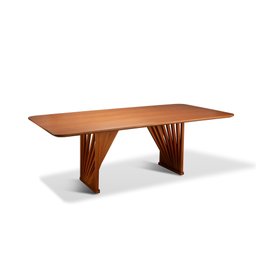 Mesa de Jantar 08 Lugares Cannes 220cm X 105cm Base em Madeira Maciça Tampo Amadeirado - 2