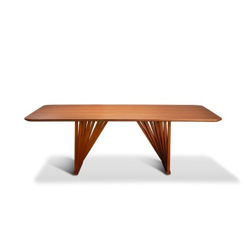 Mesa de Jantar 08 Lugares Cannes 220cm X 105cm Base em Madeira Maciça Tampo Amadeirado