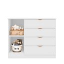 Ver imagem 3 de Cômoda Infantil Liz 112cm 100% MDF Branco Semi Brilho/Freijo - Sallar Home