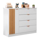 Ver imagem 1 de Cômoda Infantil Liz 112cm 100% MDF Branco Semi Brilho/Freijo - Sallar Home