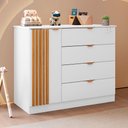Ver imagem 2 de Cômoda Infantil Liz 112cm 100% MDF Branco Semi Brilho/Freijo - Sallar Home