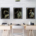 Ver imagem 2 de Kit 3 Quadros Místicos Animais Egípcios 33x24cm - com vidro:Madeira branca