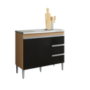 Ver imagem 2 de Balcão de Cozinha para Pia 100cm 2 Portas 3 Gavetas com Tampo Andréia MDP Amêndoa/Preto Multiuso